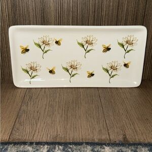 Floral and Bee Rectangular Tray